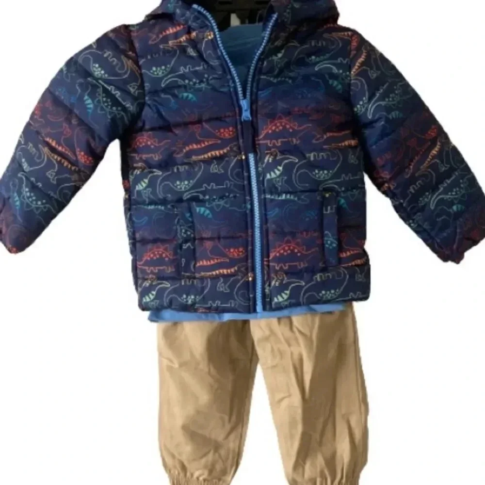Kids Little me 3 piece Boys set Dinosaur Jacket  12 Month